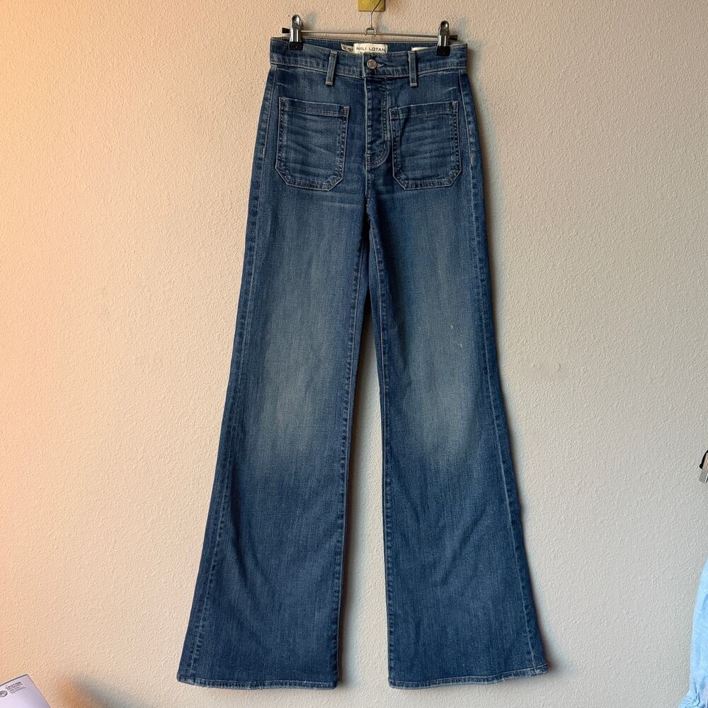 Nili Lotan Florence Wide Leg Jeans in Classic Wash Size 25 - Picture 2 of 7